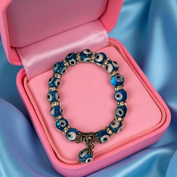 Protective Evil Eye Glass Beads Stretch Bracelet - Picture 1 of 3